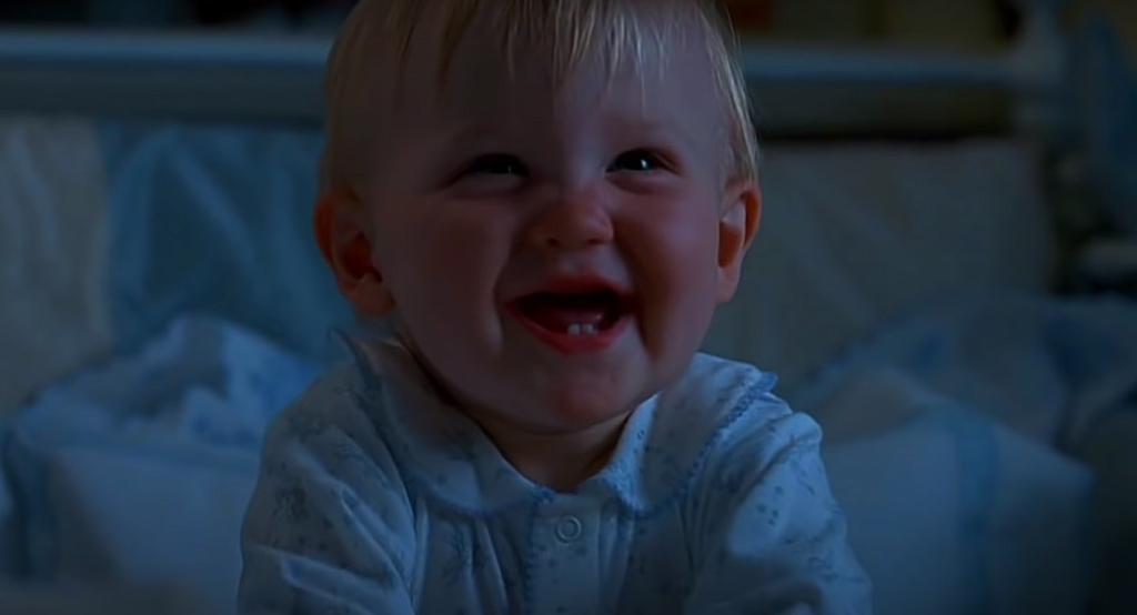 Baby's Day Out Movie scene - Baby smiling 