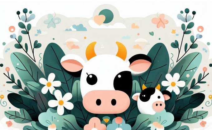 Cute cow and calf doodle