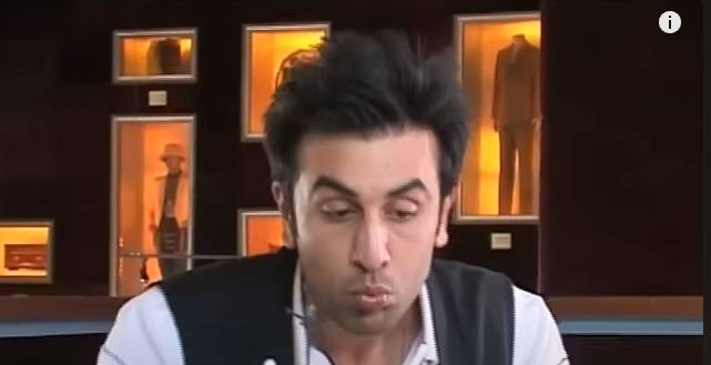 Supid Ranbir Kapoor stuffing his face with food.