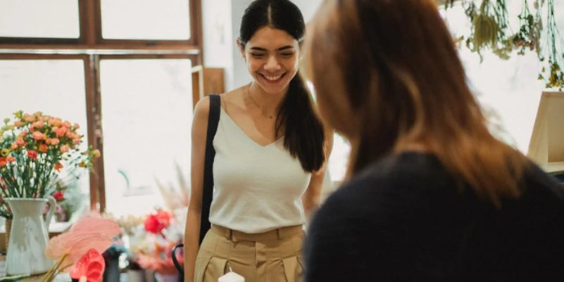 Shipowner meeting customer with smile on their face