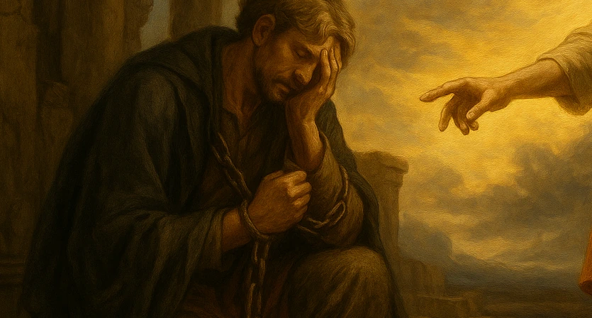 I Kill a Man 1 a painting of a man holding his head